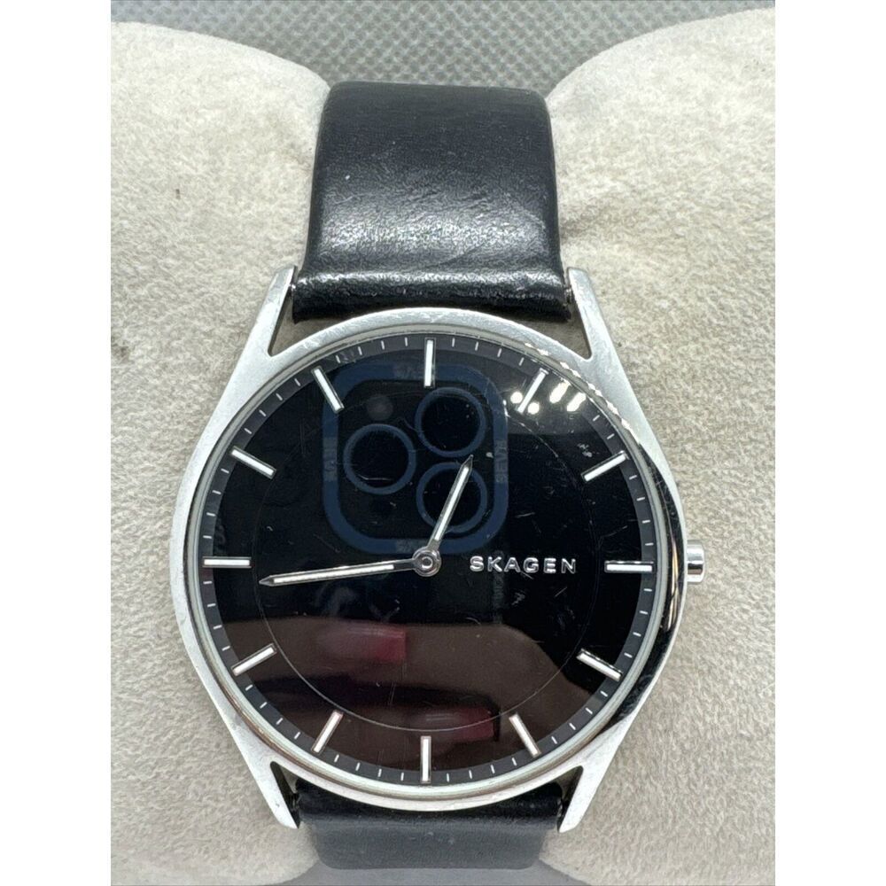 Skagen Holst SKW6220 Men's Black Leather Analog Dial Quartz Wrist Watch AEA206